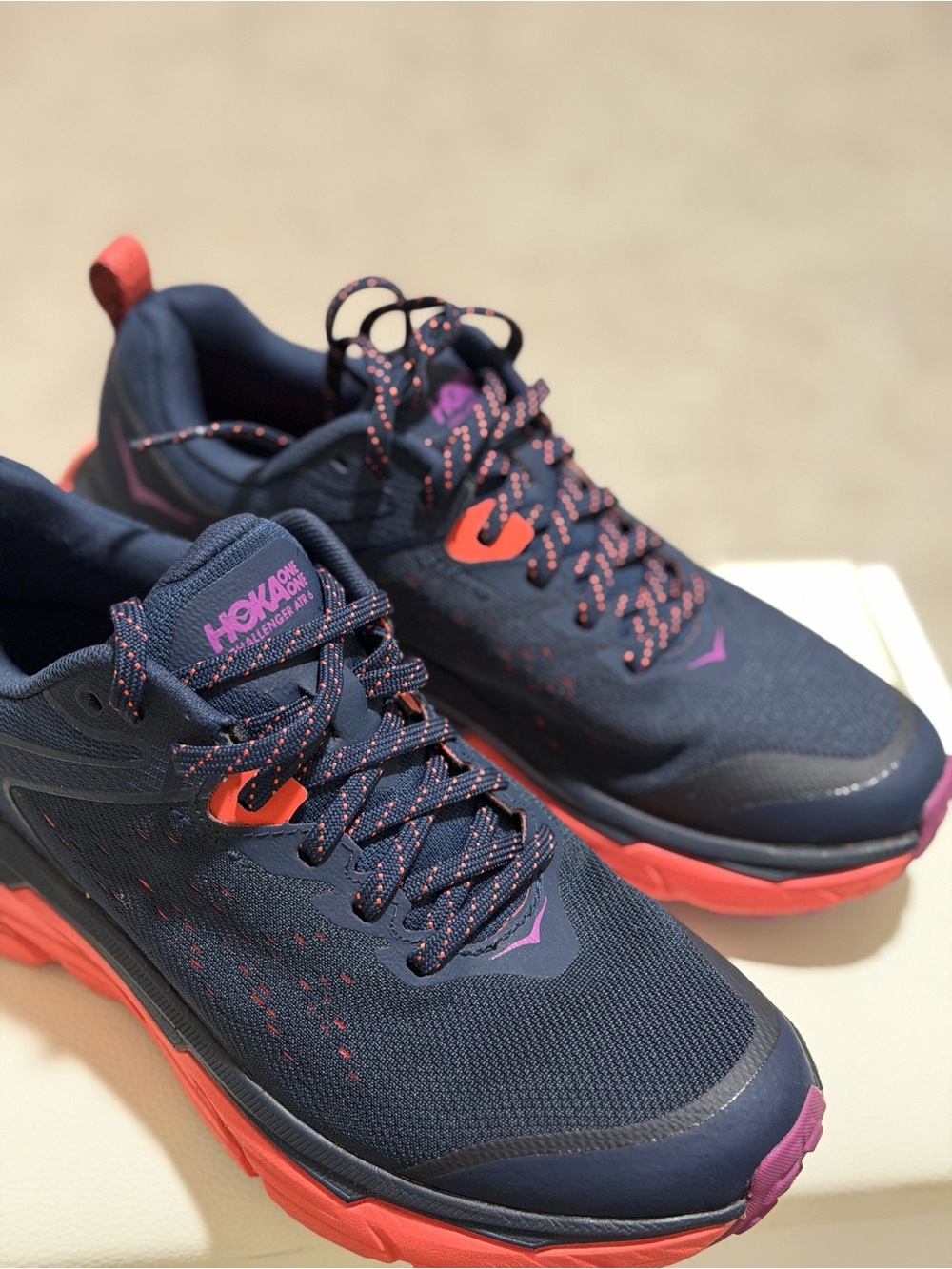 Hoka One One Blue Shoe Box with Brand Logo